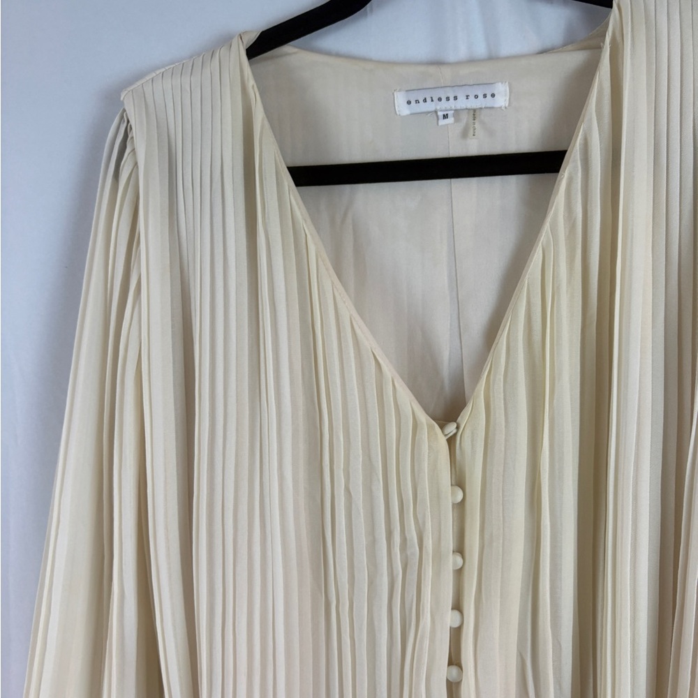 Endless Rose Cream Long Sleeve Pleated Romper - Picture 7 of 11